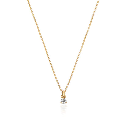 Jenner Diamond 3 Claw Necklace, 18k Yellow Gold - 0.05ct