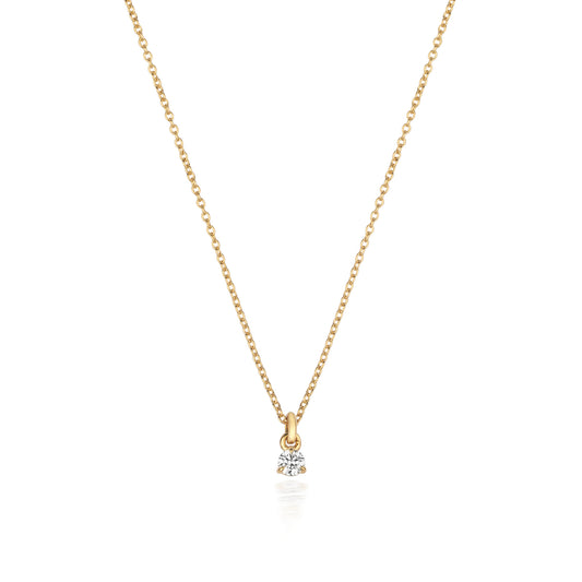 Jenner Diamond 3 Claw Necklace, 18k Yellow Gold - 0.05ct