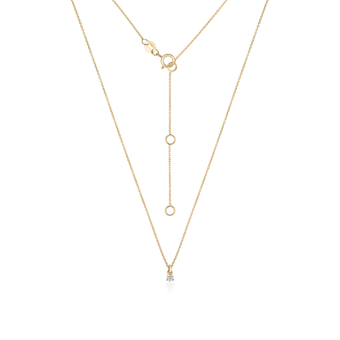 Jenner Diamond 3 Claw Necklace, 18k Yellow Gold - 0.05ct