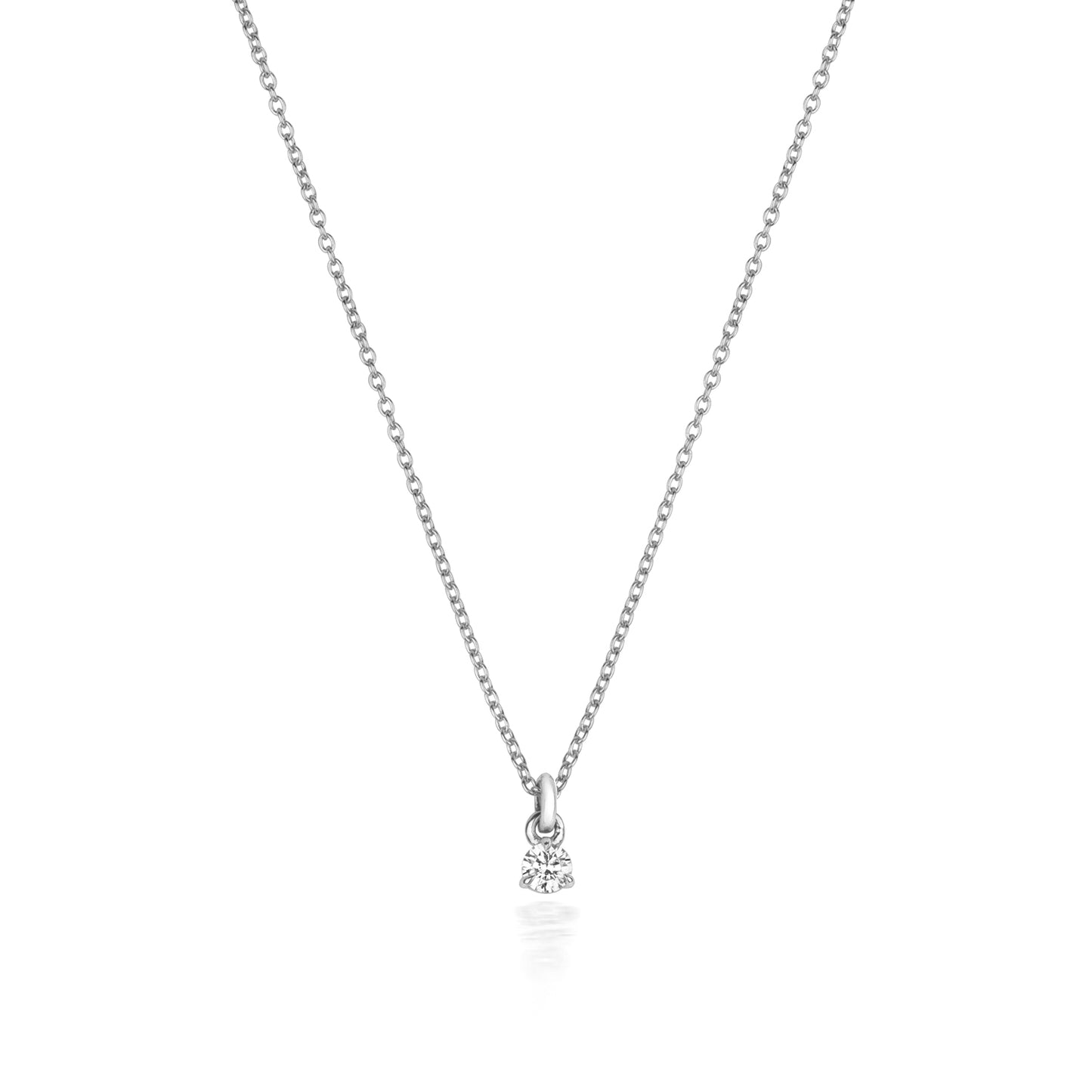 Jenner Diamond 3 Claw Necklace, 18k White Gold - 0.05ct