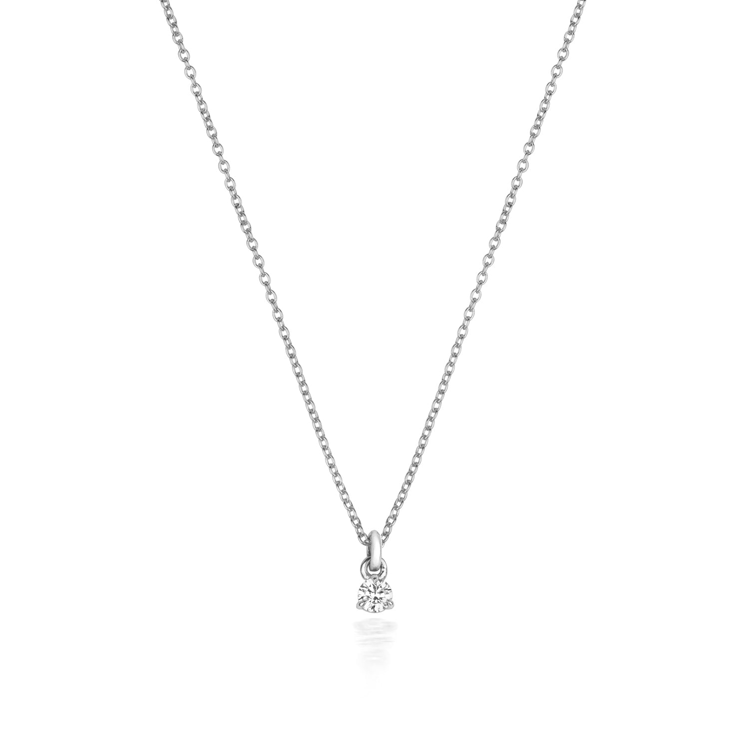 Jenner Diamond 3 Claw Necklace, 18k White Gold - 0.05ct