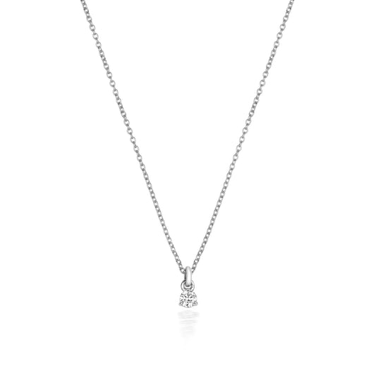 Jenner Diamond 3 Claw Necklace, 18k White Gold - 0.05ct