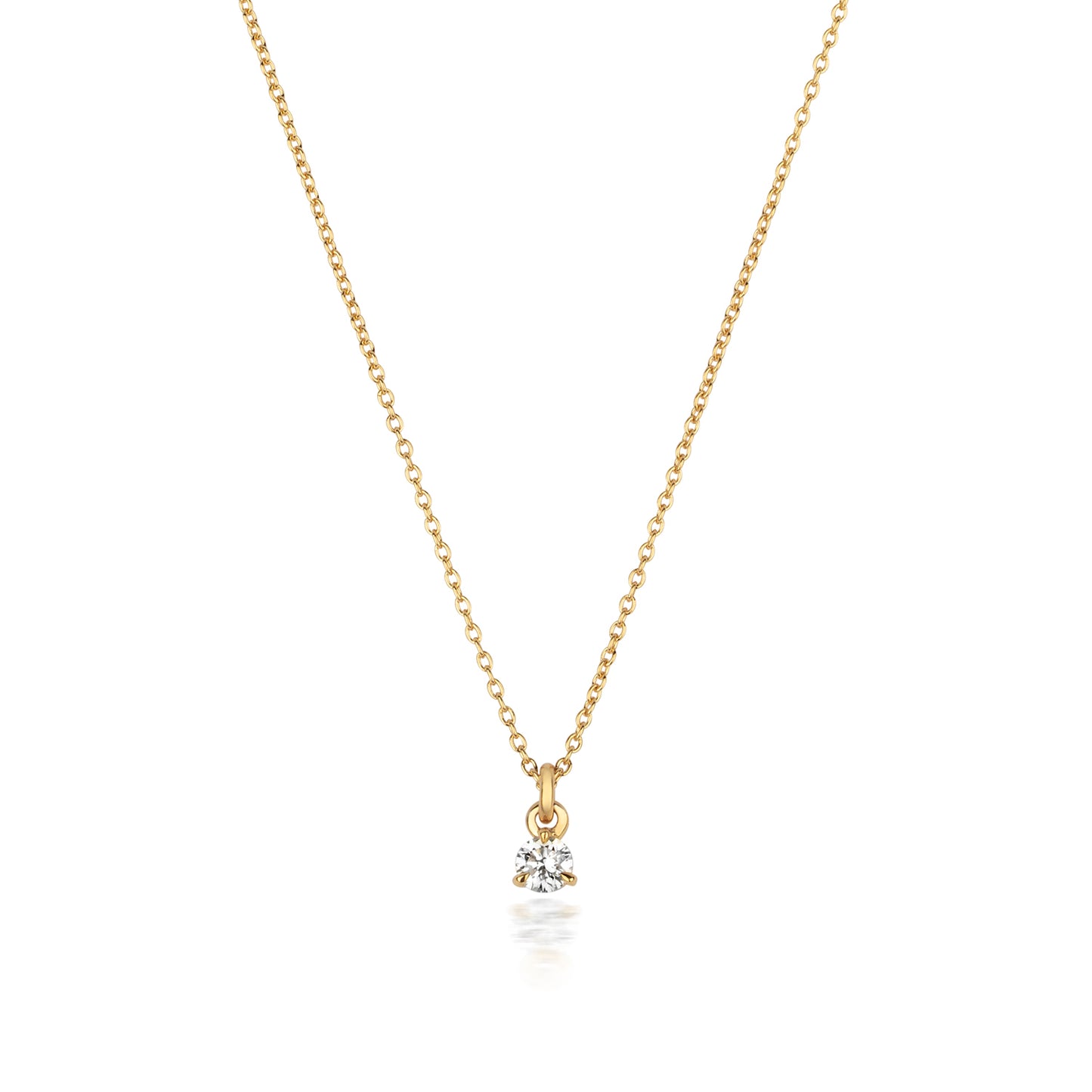 Jenner Diamond 3 Claw Necklace, 18k Yellow Gold - 0.075ct