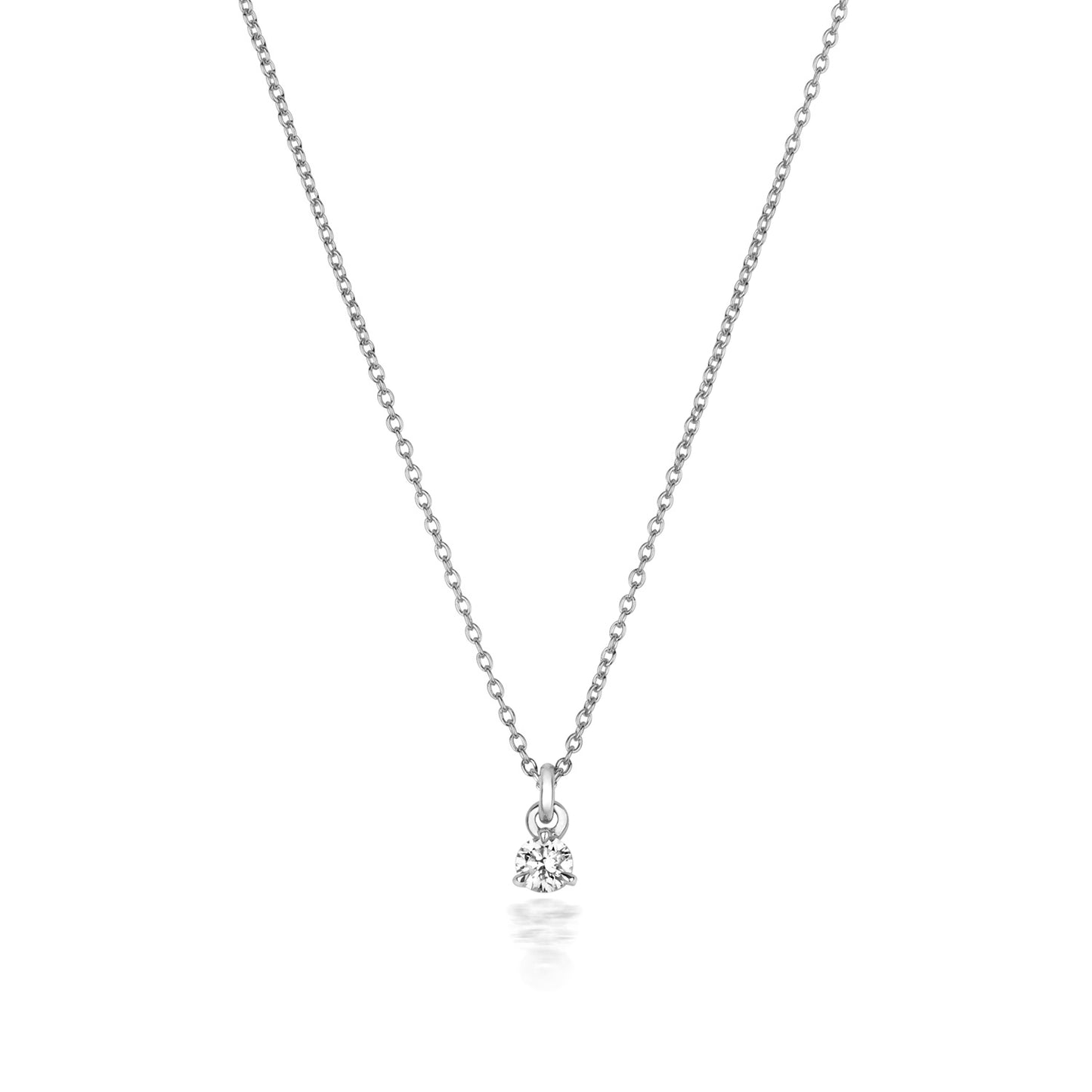 Jenner Diamond 3 Claw Necklace, 18k White Gold - 0.075ct