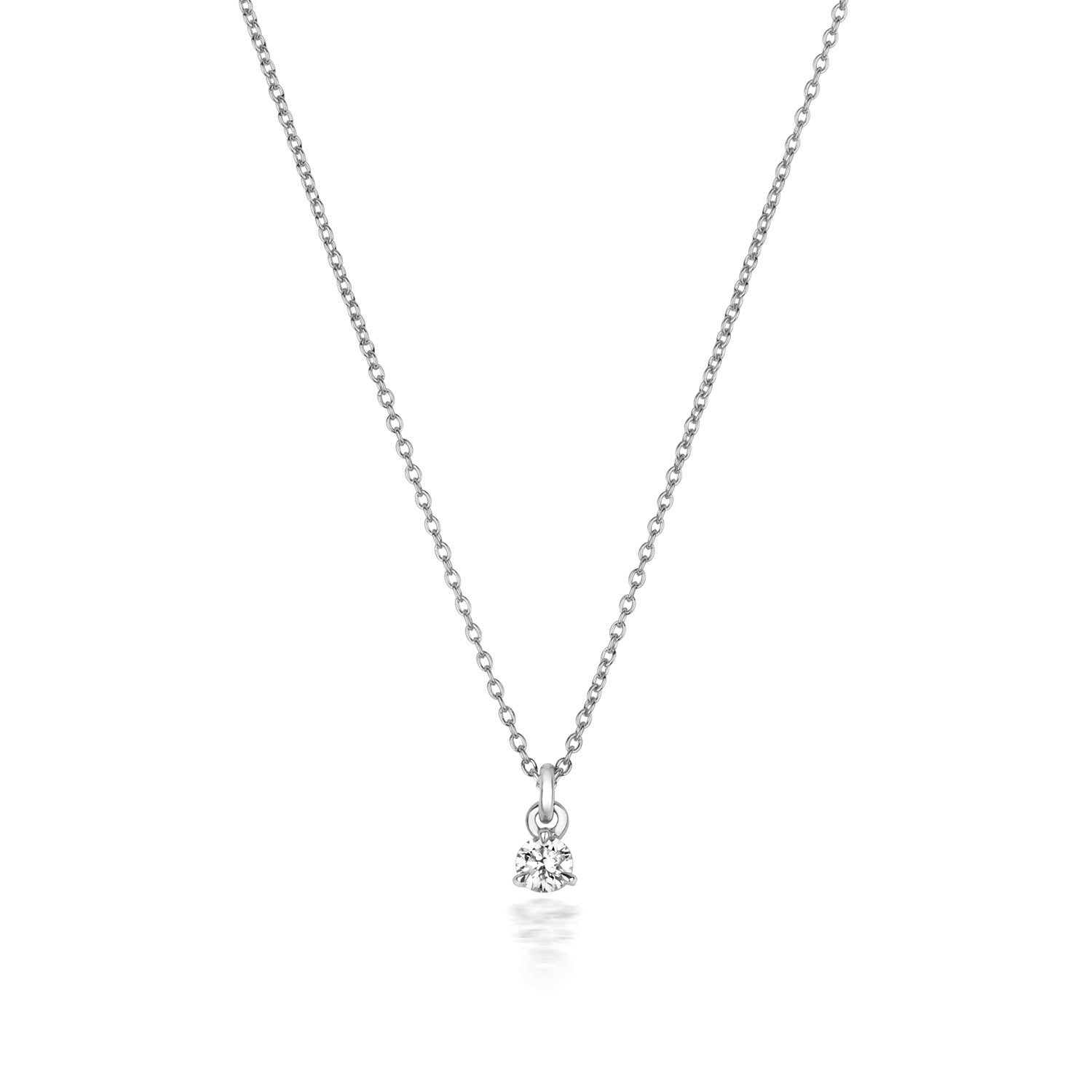 Jenner Diamond 3 Claw Necklace, 18k White Gold - 0.075ct