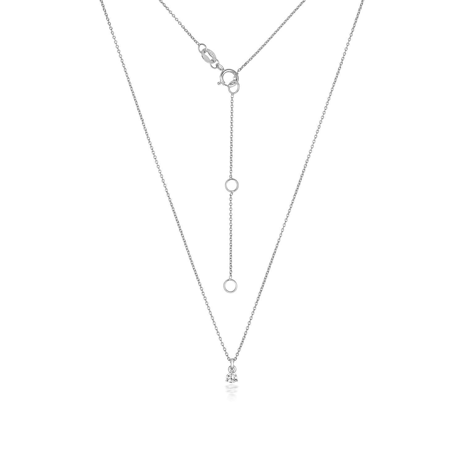 Jenner Diamond 3 Claw Necklace, 18k White Gold - 0.075ct