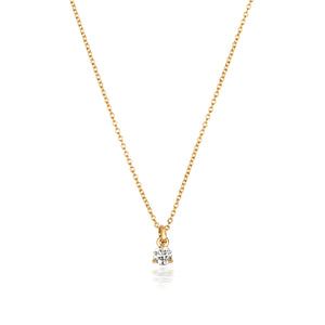 Jenner Diamond 3 Claw Necklace, 18k Yellow Gold - 0.10ct