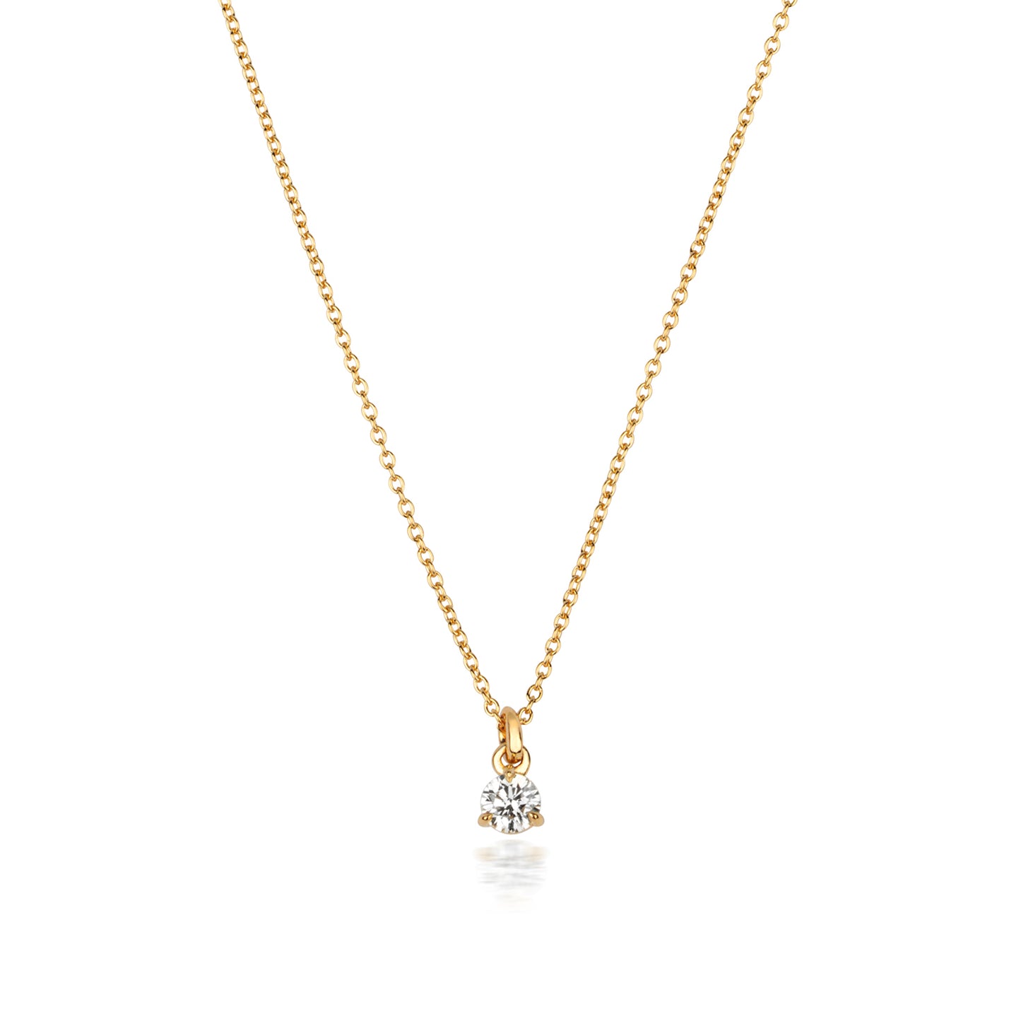 Jenner Diamond 3 Claw Necklace, 18k Yellow Gold - 0.10ct