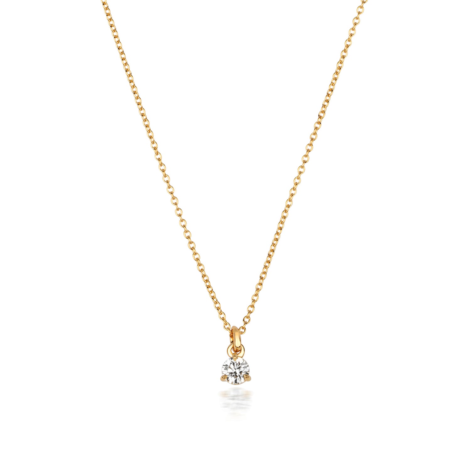 Jenner Diamond 3 Claw Necklace, 18k Yellow Gold - 0.10ct