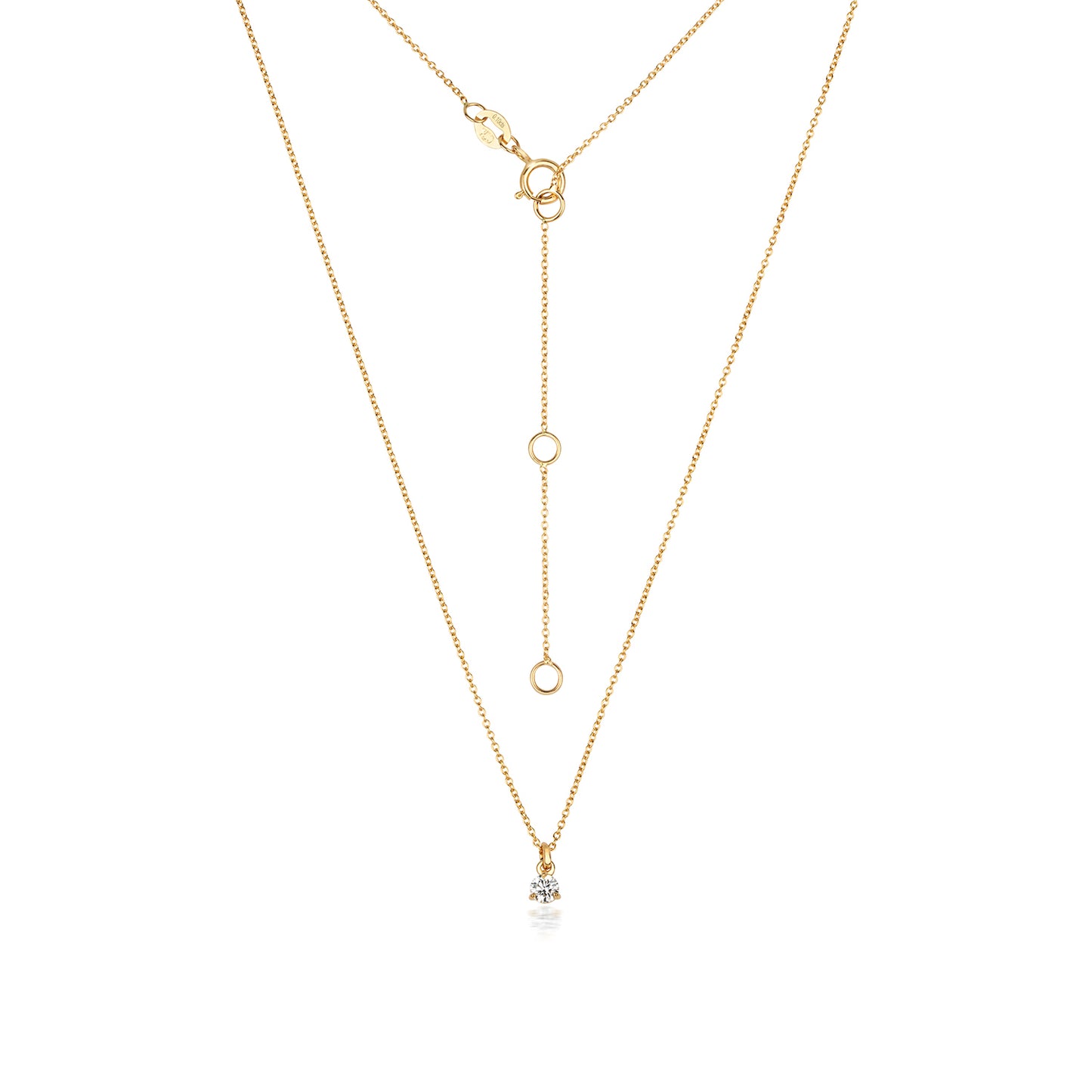 Jenner Diamond 3 Claw Necklace, 18k Yellow Gold - 0.10ct