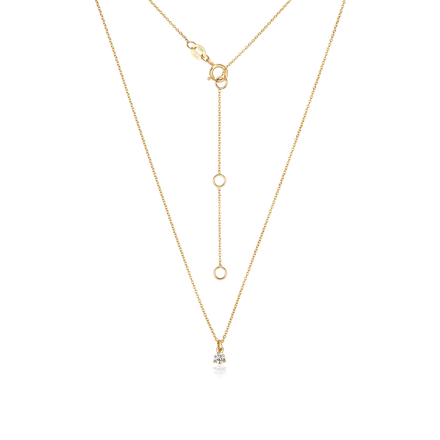 Jenner Diamond 3 Claw Necklace, 18k Yellow Gold - 0.10ct