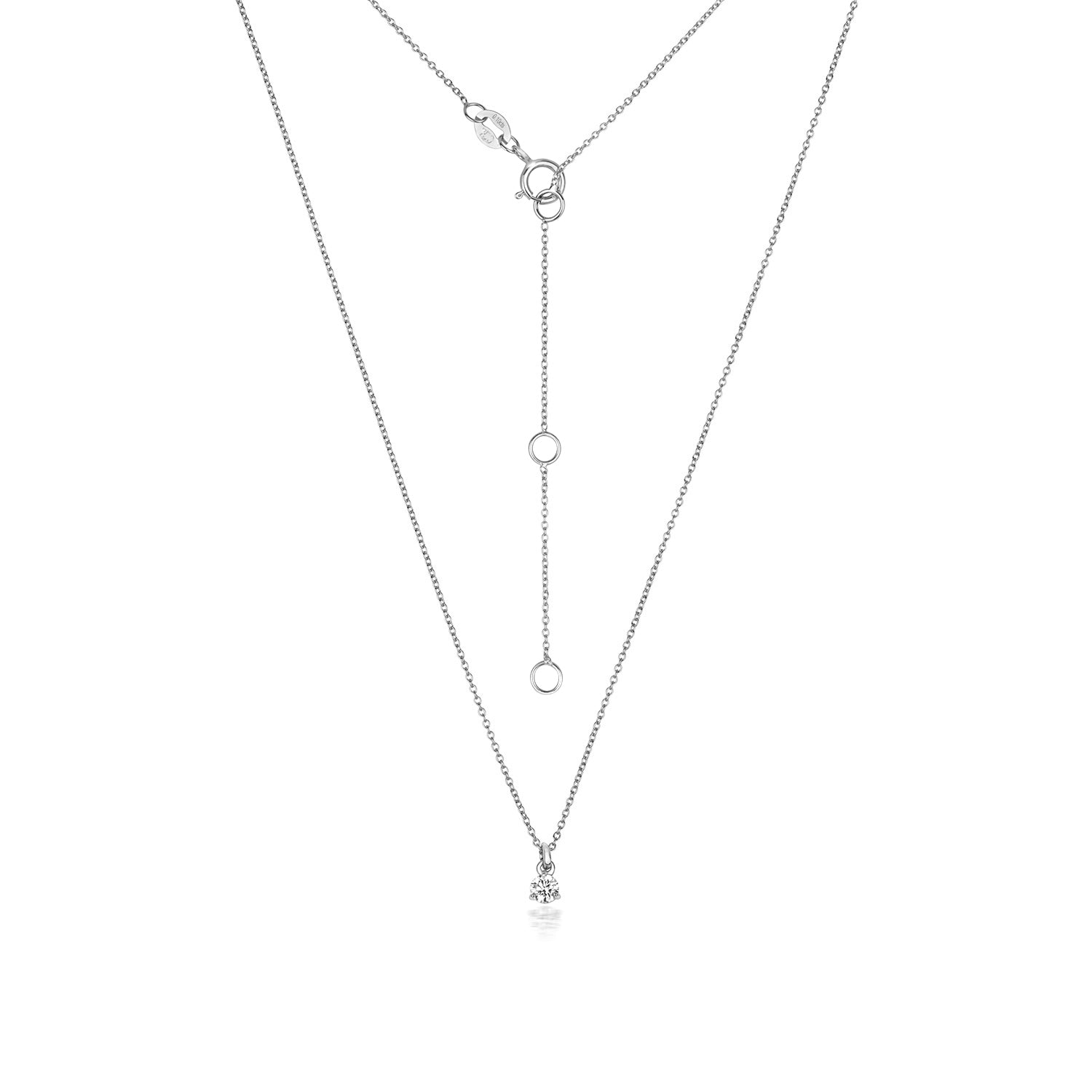 Jenner Diamond 3 Claw Necklace, 18k White Gold - 0.10ct