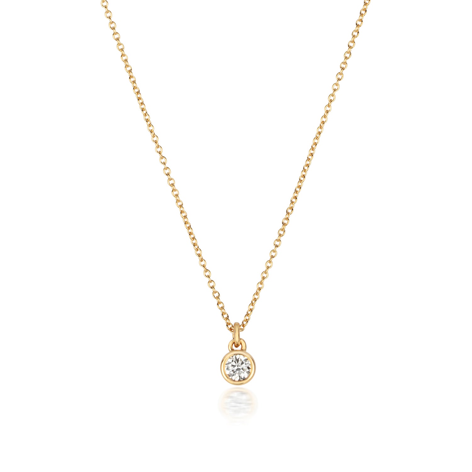 Selene Single Diamond Necklace - 18k Yellow Gold, 0.10ct