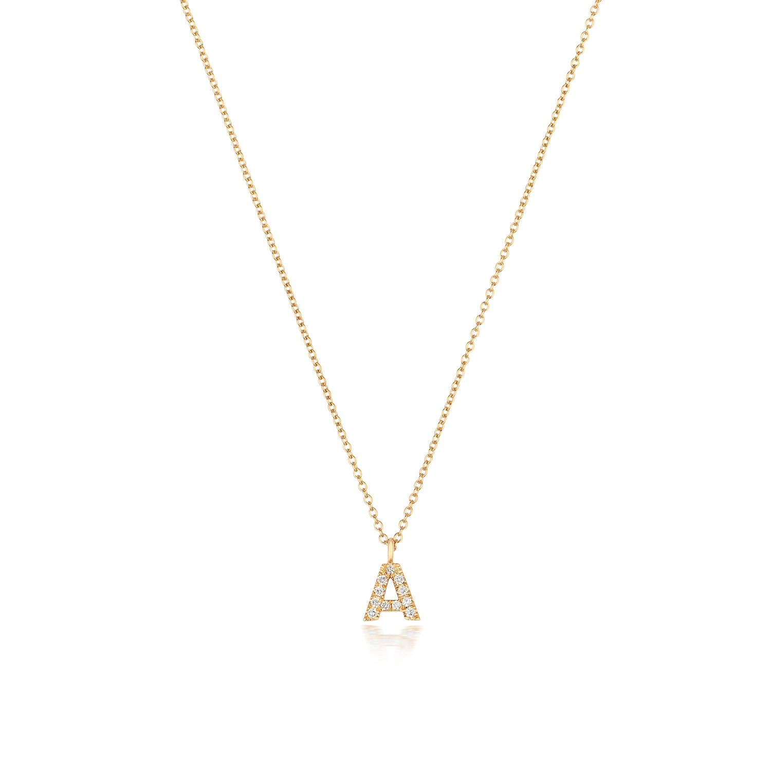 Initial Diamond Necklace Letter 'A' - 18k Yellow Gold