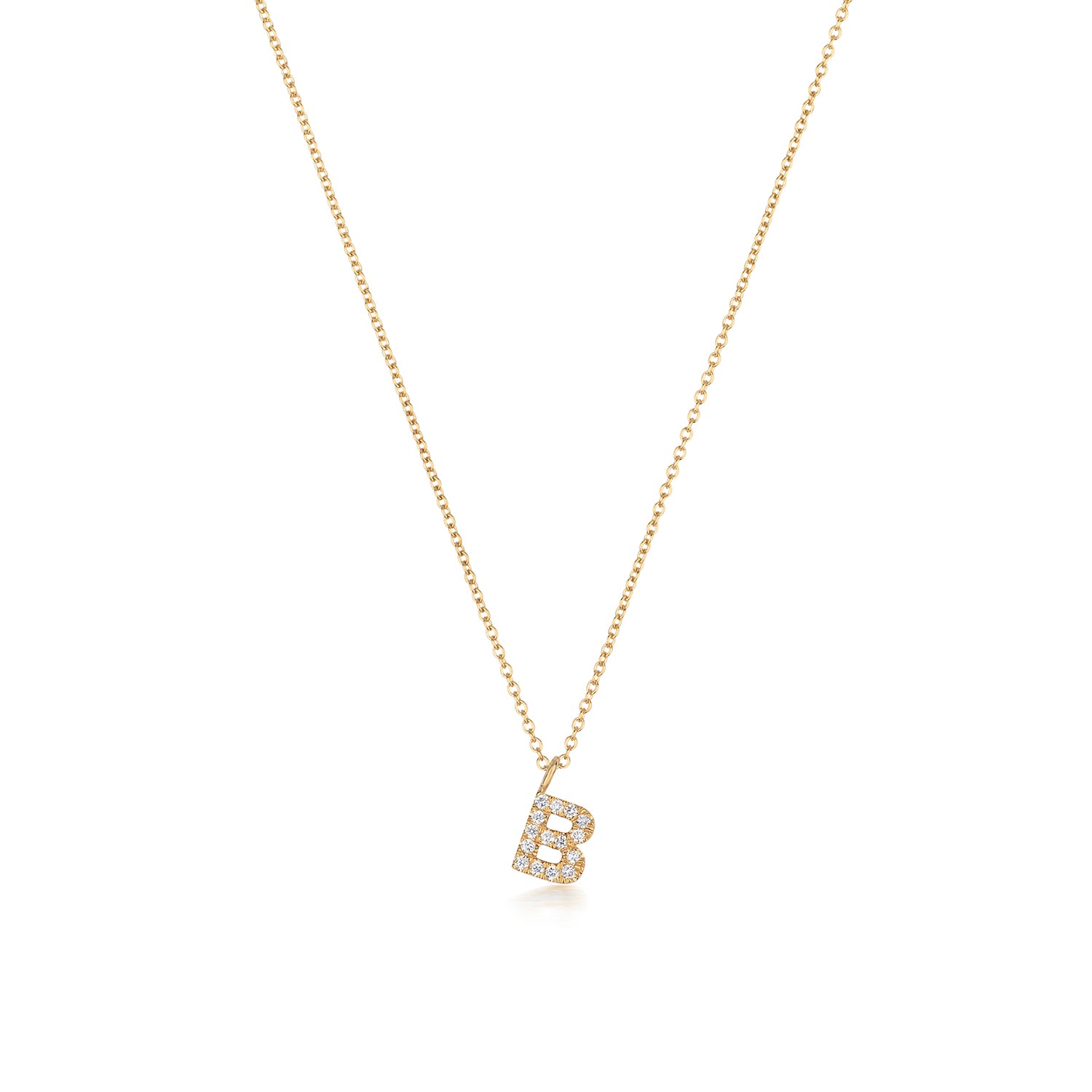 Initial Diamond Necklace Letter 'B' - 18k Yellow Gold