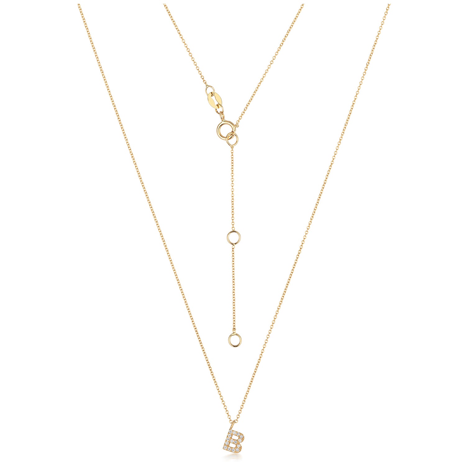Initial Diamond Necklace Letter 'B' - 18k Yellow Gold