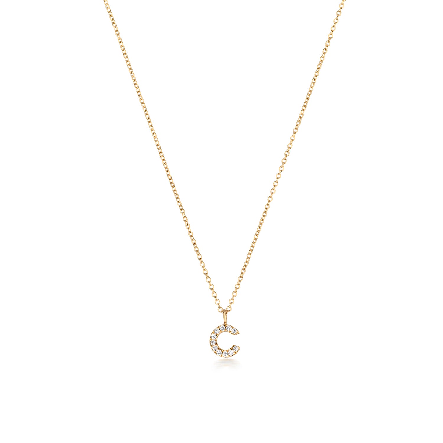 Initial Diamond Necklace Letter 'C' - 18k Yellow Gold