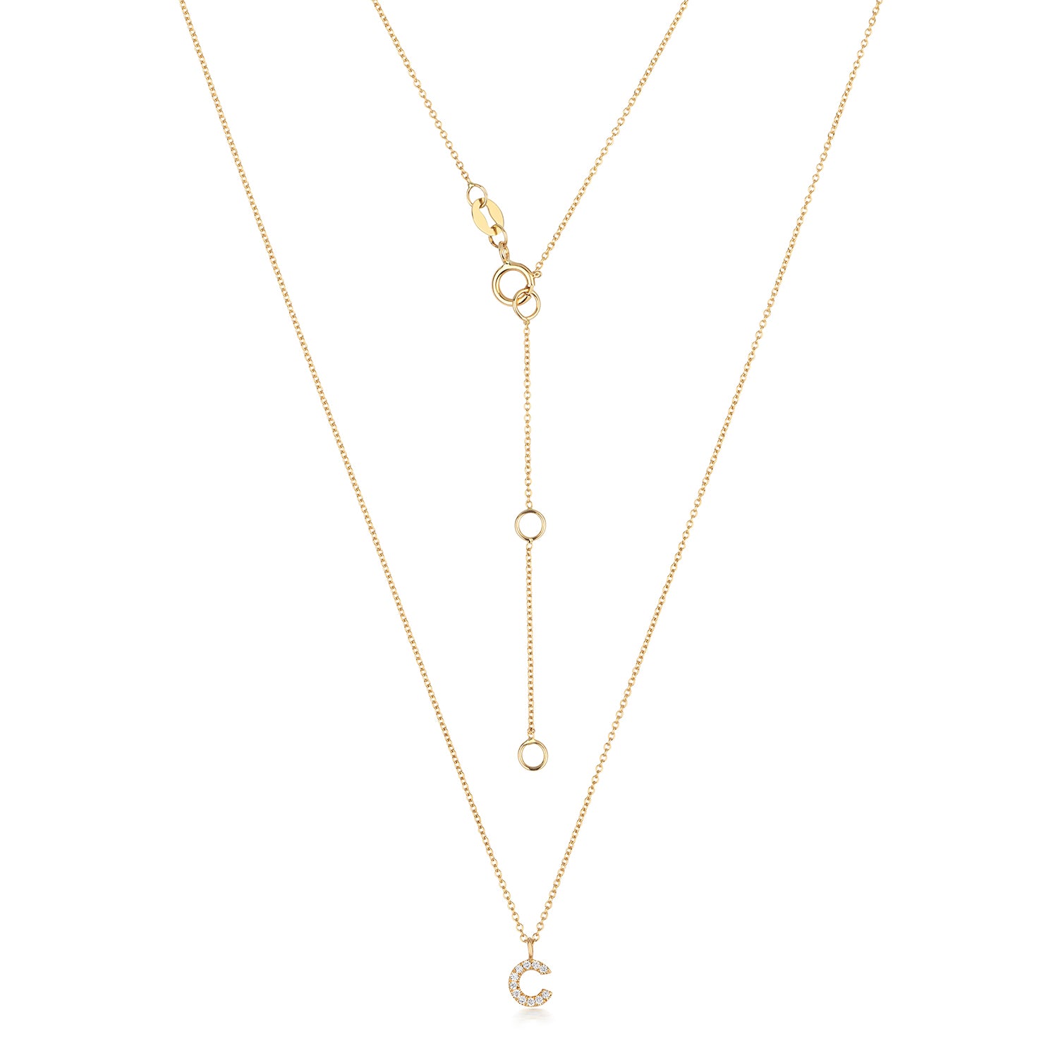 Initial Diamond Necklace Letter 'C' - 18k Yellow Gold