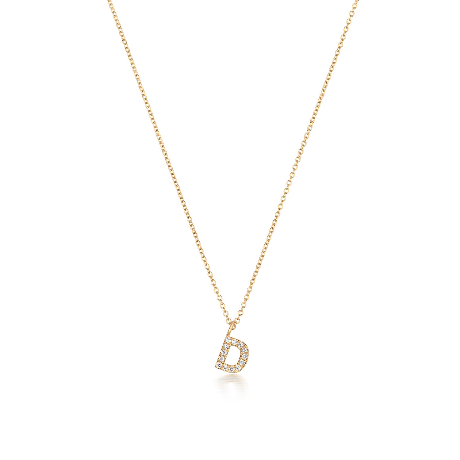Initial Diamond Necklace Letter 'D' - 18k Yellow Gold