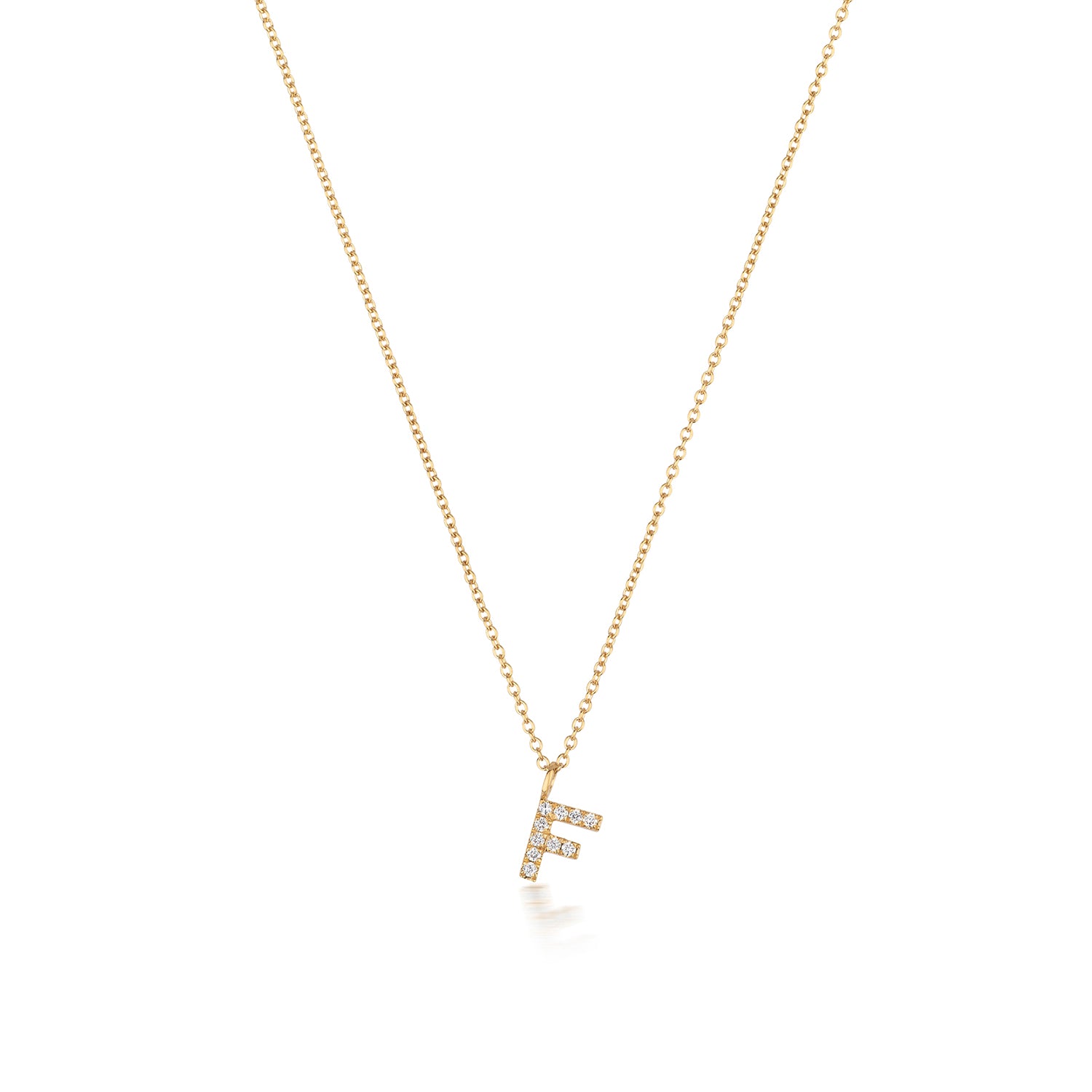 Initial Diamond Necklace Letter 'F' - 18k Yellow Gold