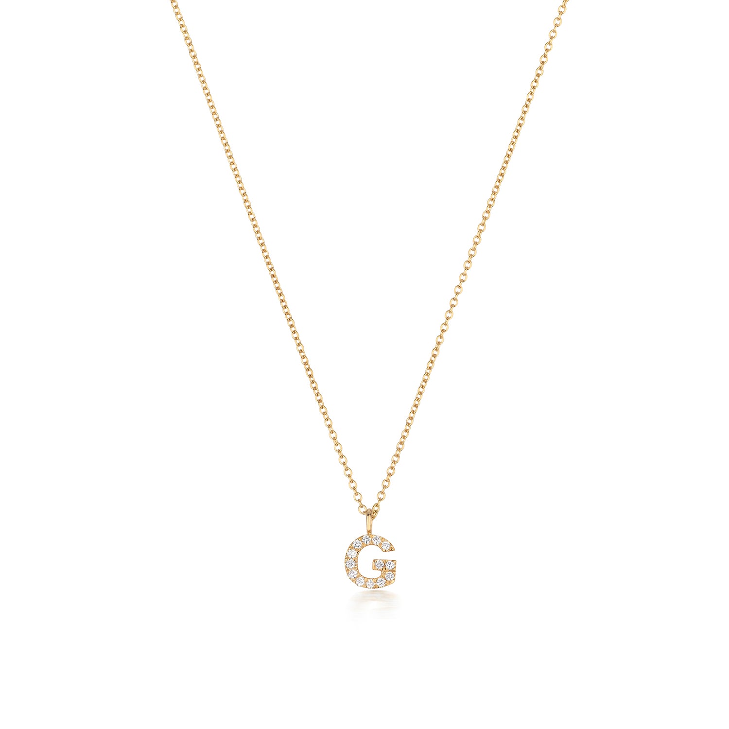 Initial Diamond Necklace Letter 'G' - 18k Yellow Gold