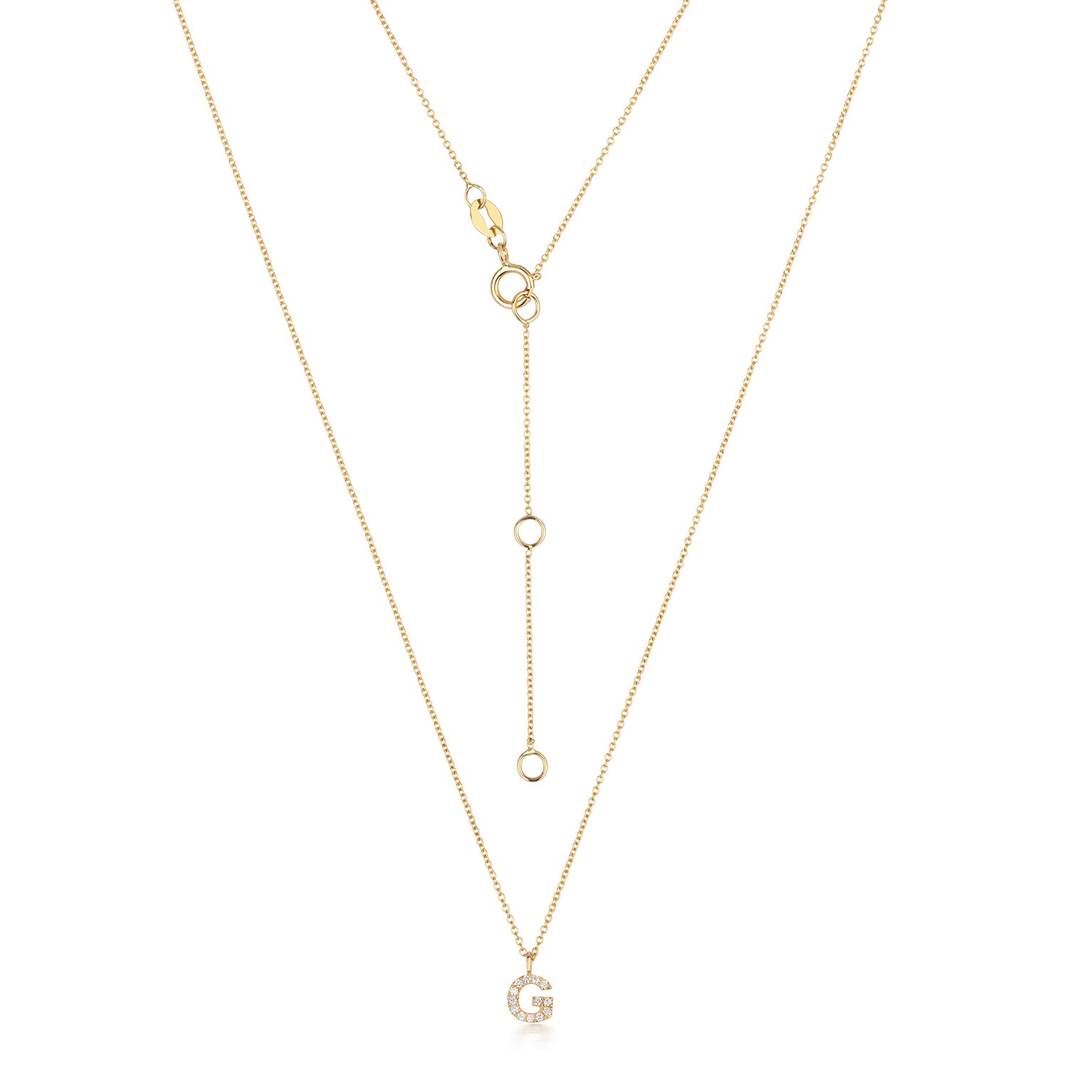 Initial Diamond Necklace Letter 'G' - 18k Yellow Gold