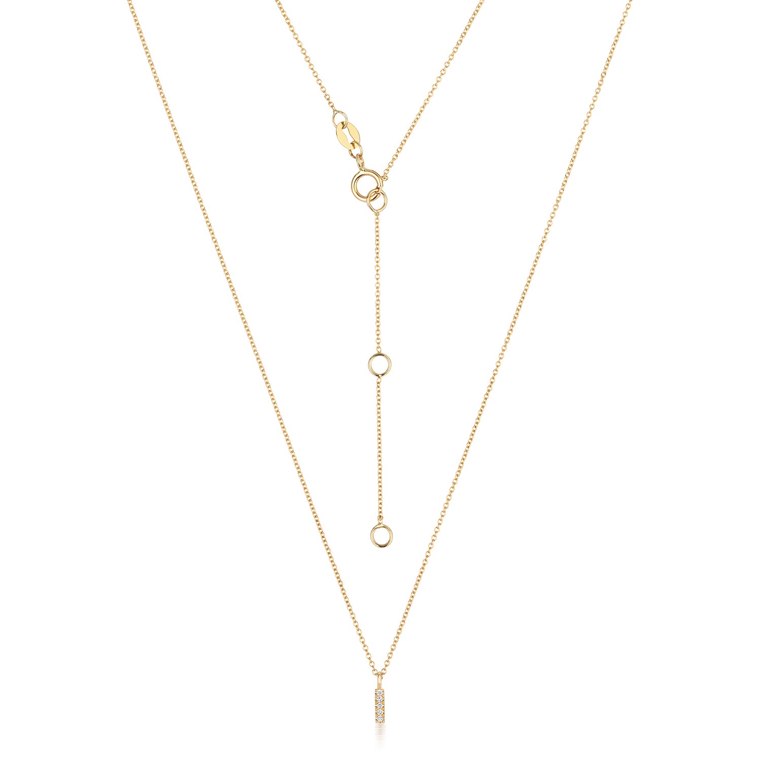 Initial Diamond Necklace Letter 'I' - 18k Yellow Gold