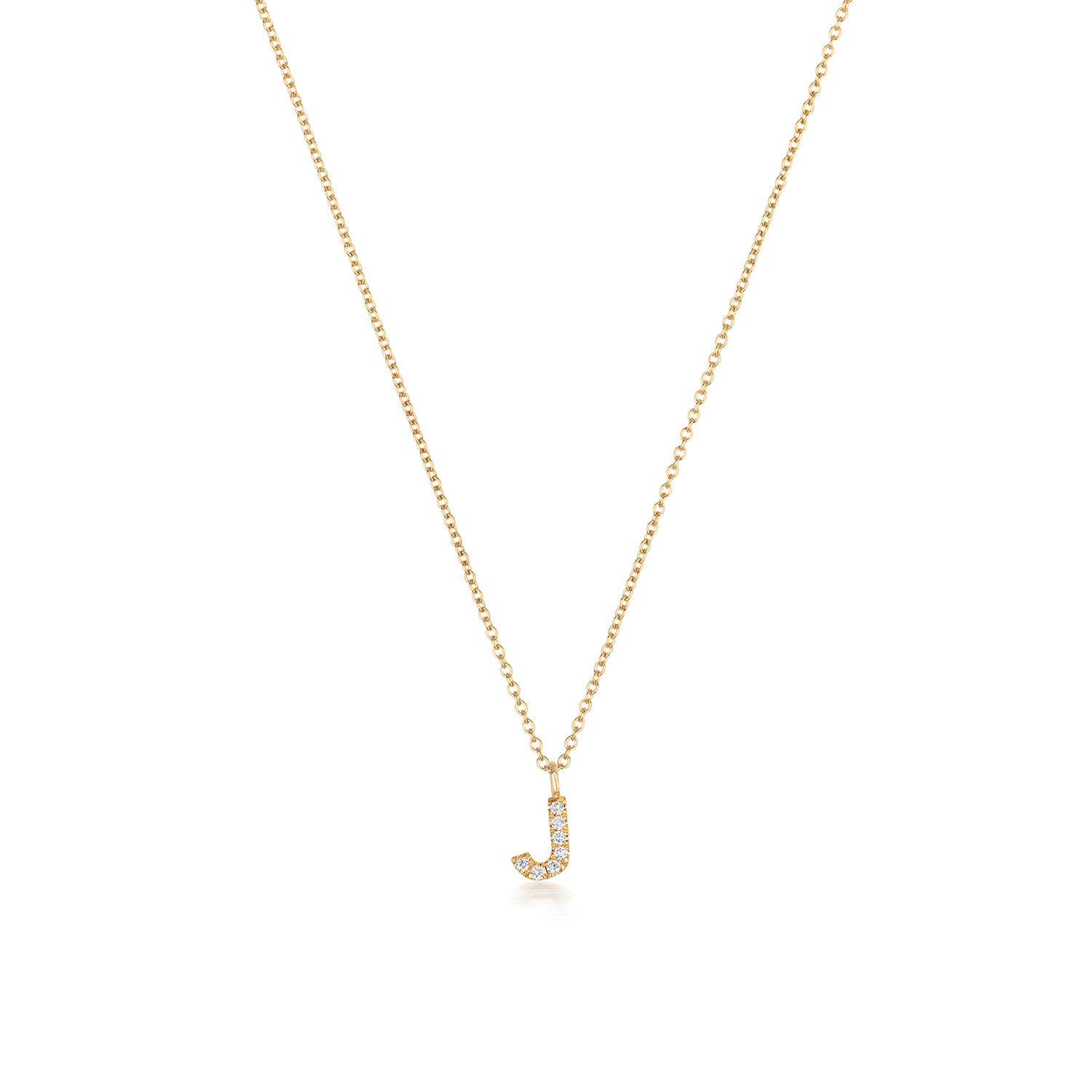 Initial Diamond Necklace Letter 'J' - 18k Yellow Gold