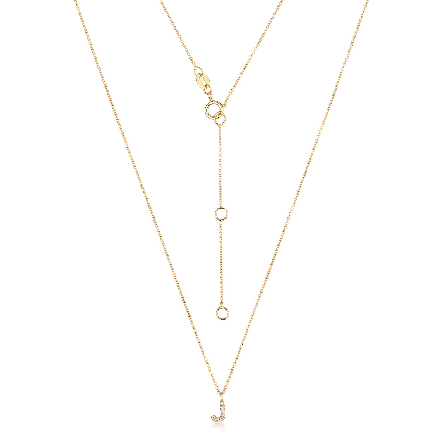 Initial Diamond Necklace Letter 'J' - 18k Yellow Gold