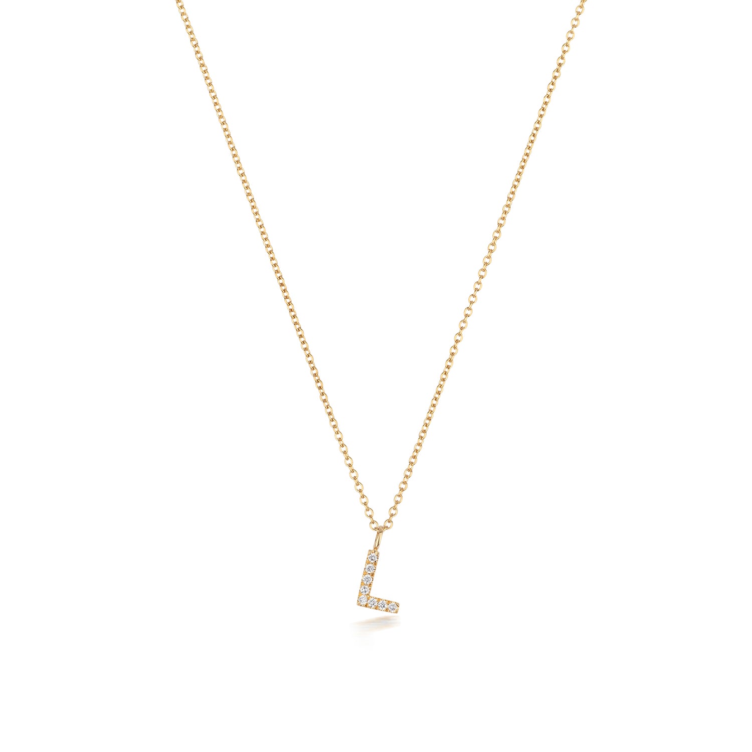 Initial Diamond Necklace Letter 'L' - 18k Yellow Gold