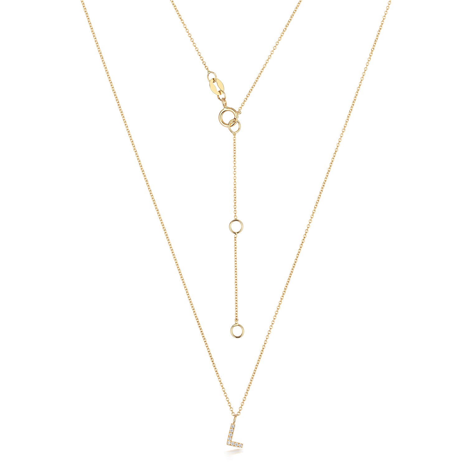 Initial Diamond Necklace Letter 'L' - 18k Yellow Gold