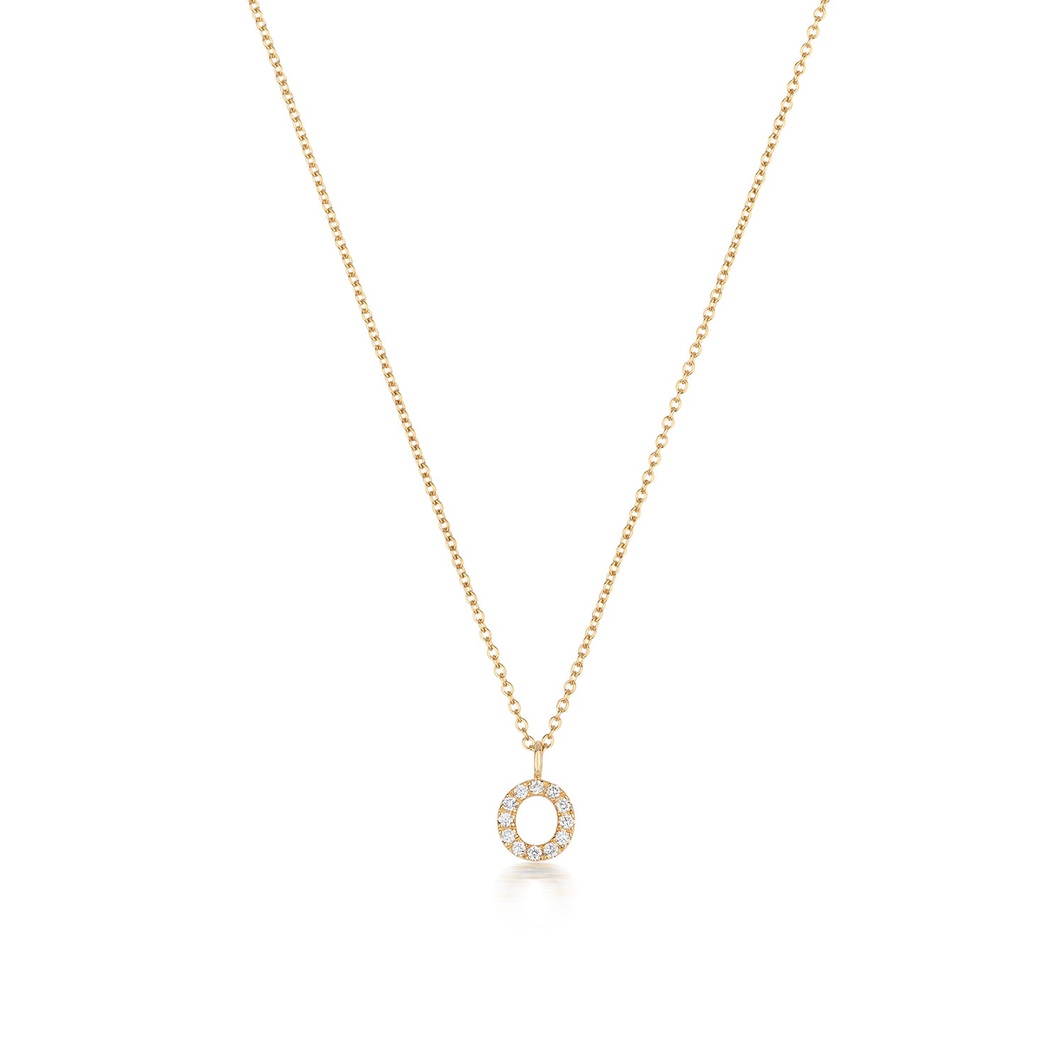 Initial Diamond Necklace Letter 'O' - 18k Yellow Gold