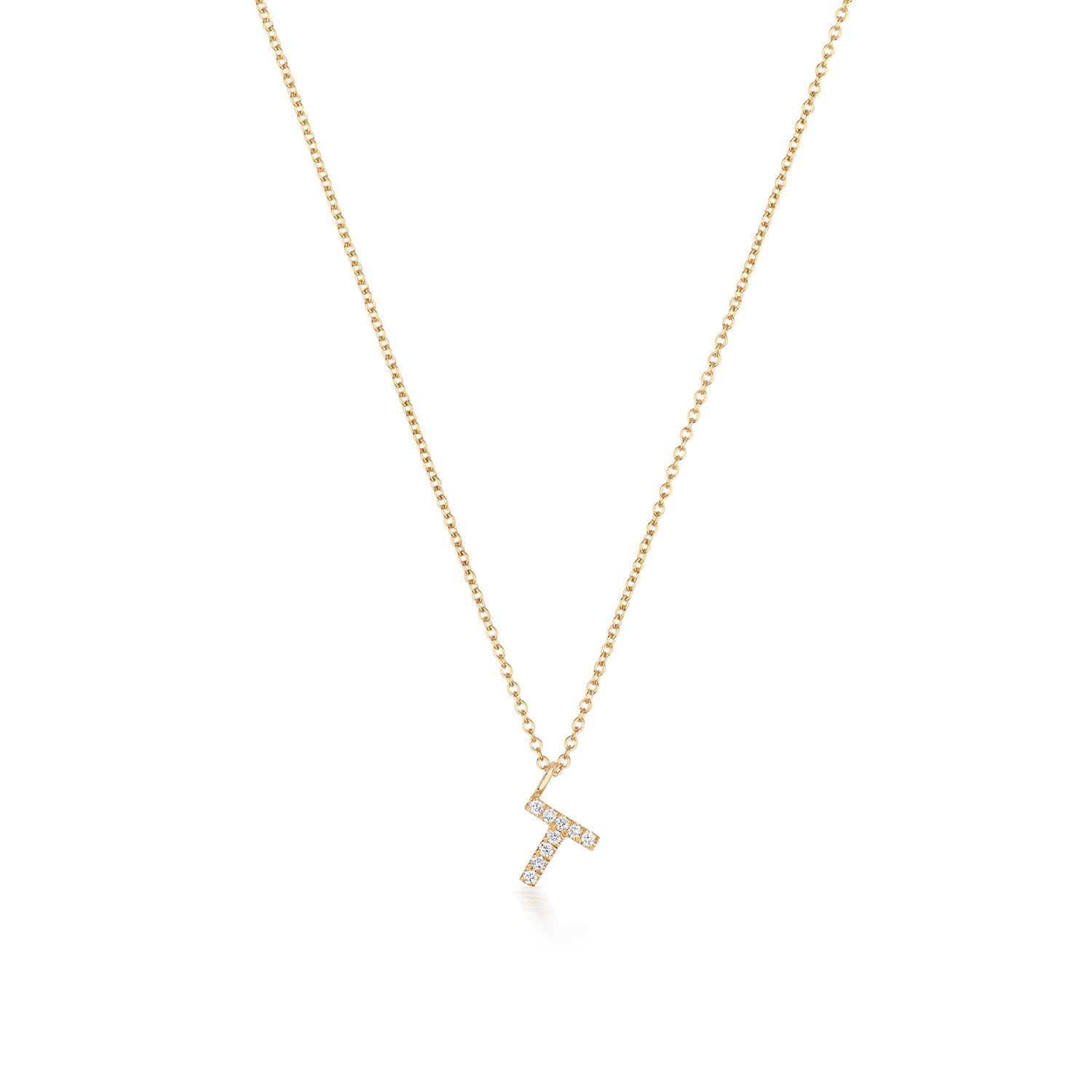 Initial Diamond Necklace Letter 'T' - 18k Yellow Gold