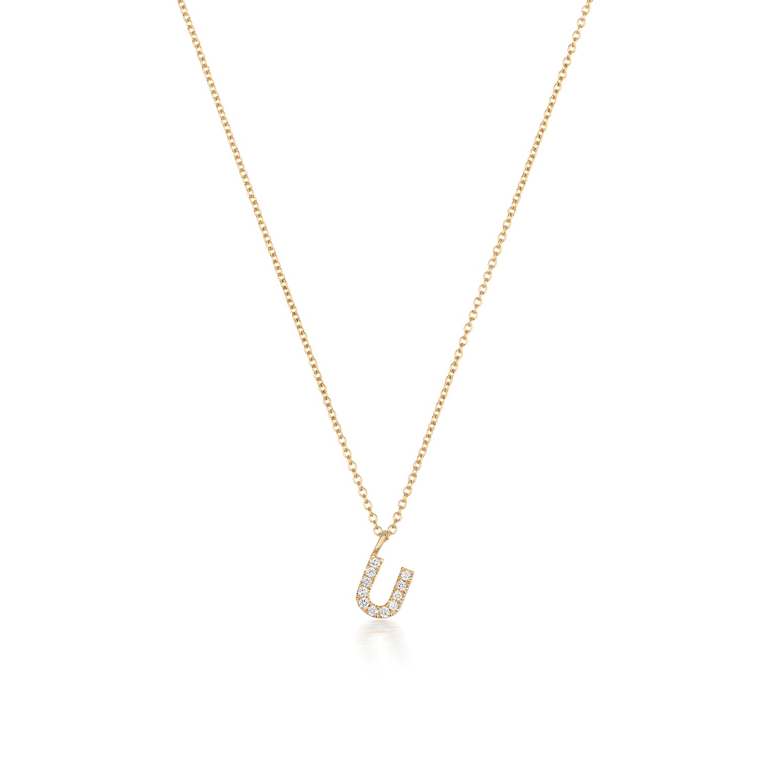 Initial Diamond Necklace Letter 'U' - 18k Yellow Gold