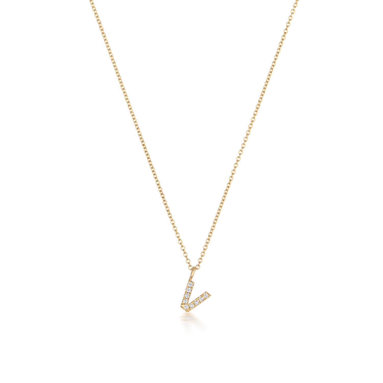 Initial Diamond Necklace Letter 'V' - 18k Yellow Gold