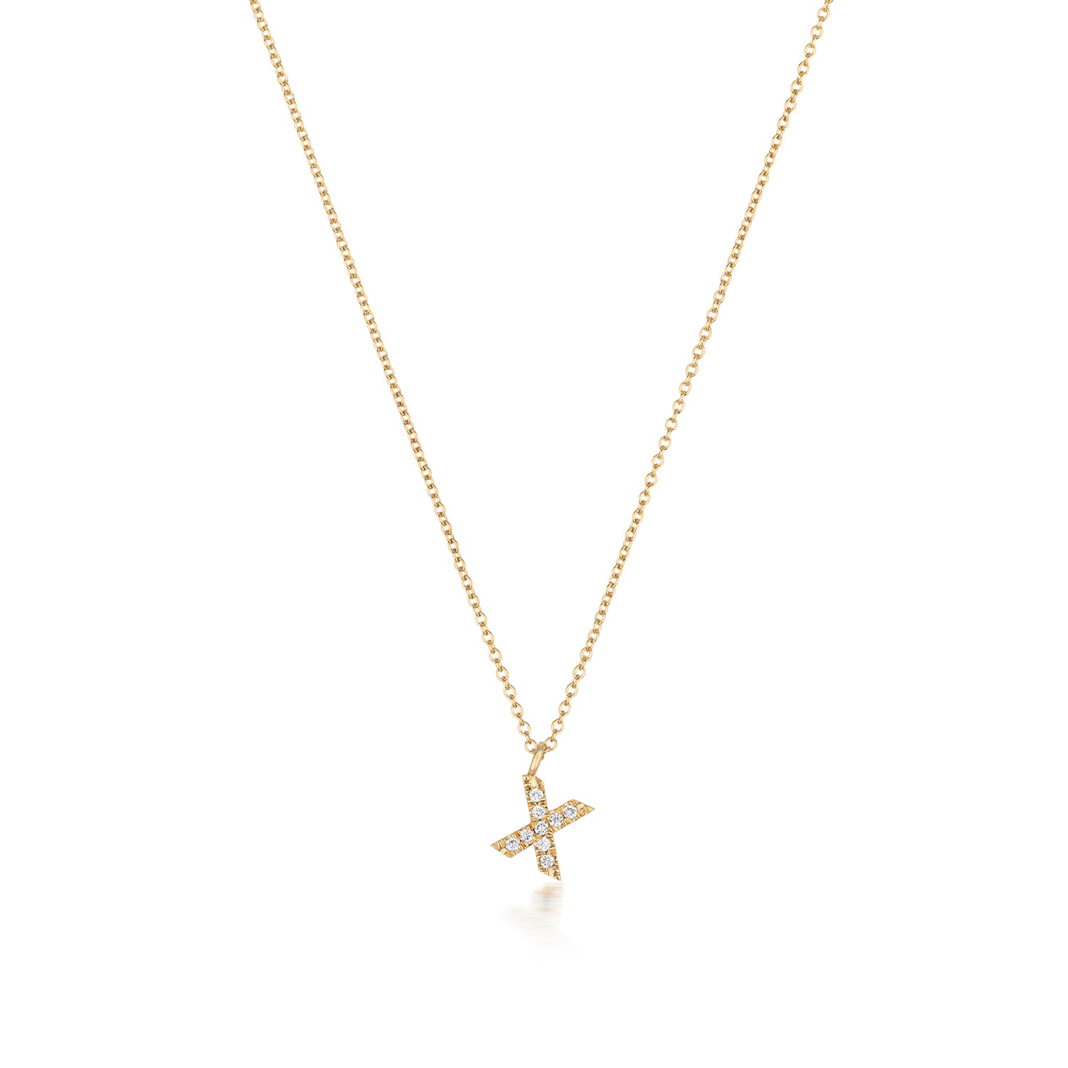 Initial Diamond Necklace Letter 'X' - 18k Yellow Gold