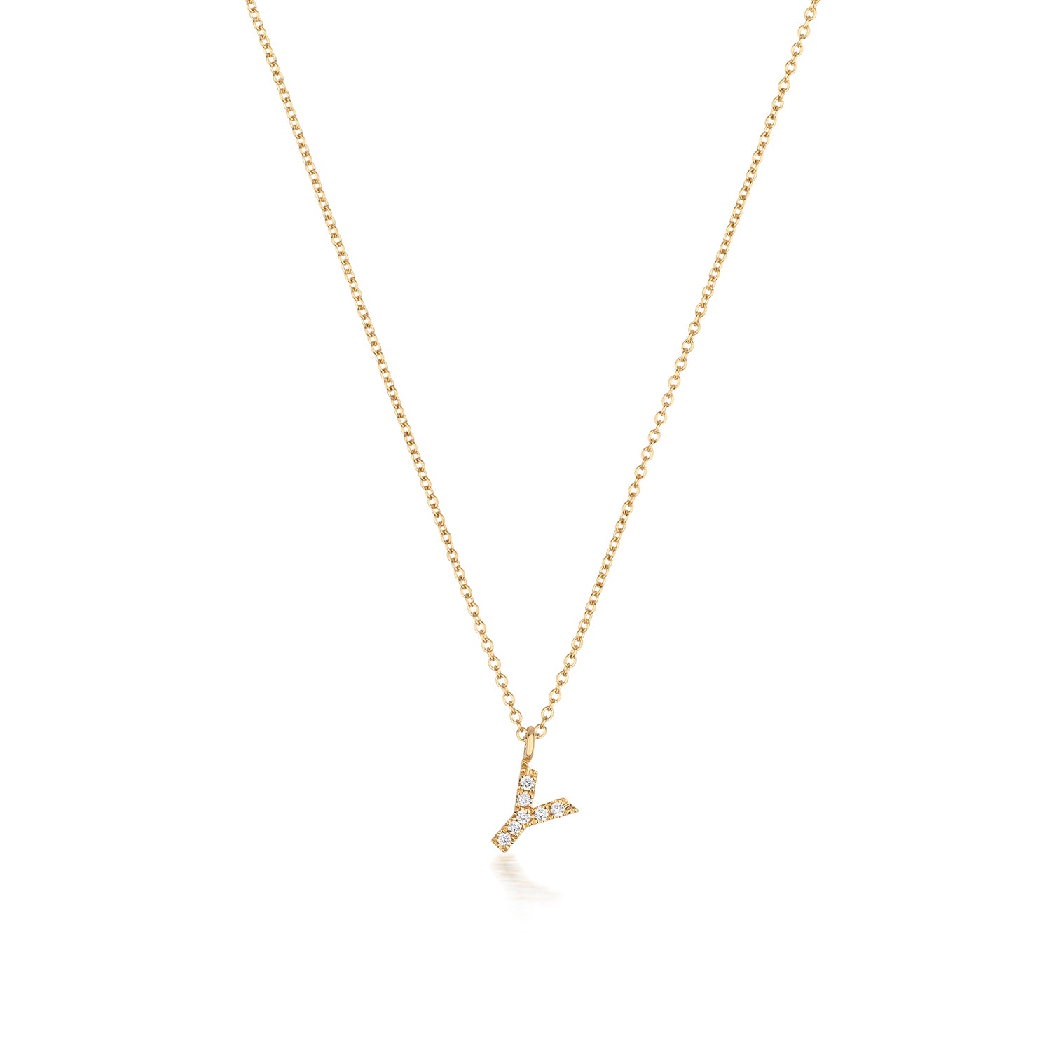 Initial Diamond Necklace Letter 'Y' - 18k Yellow Gold