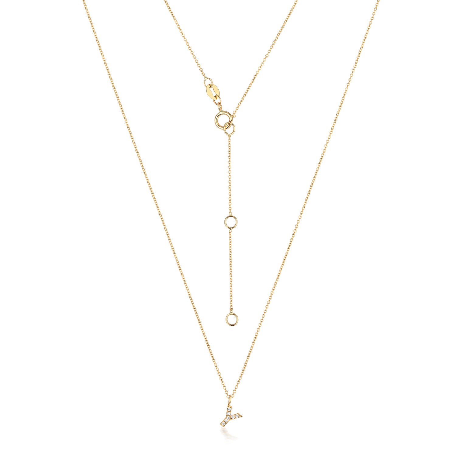 Initial Diamond Necklace Letter 'Y' - 18k Yellow Gold