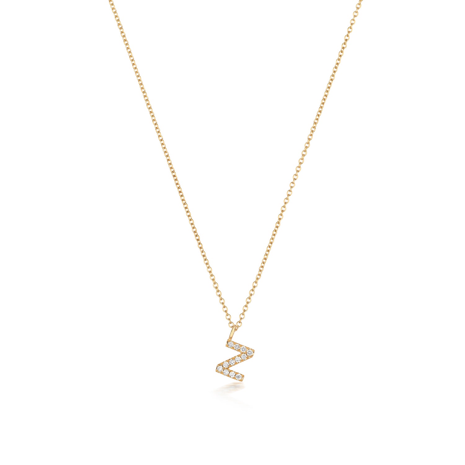 Initial Diamond Necklace Letter 'Z' - 18k Yellow Gold