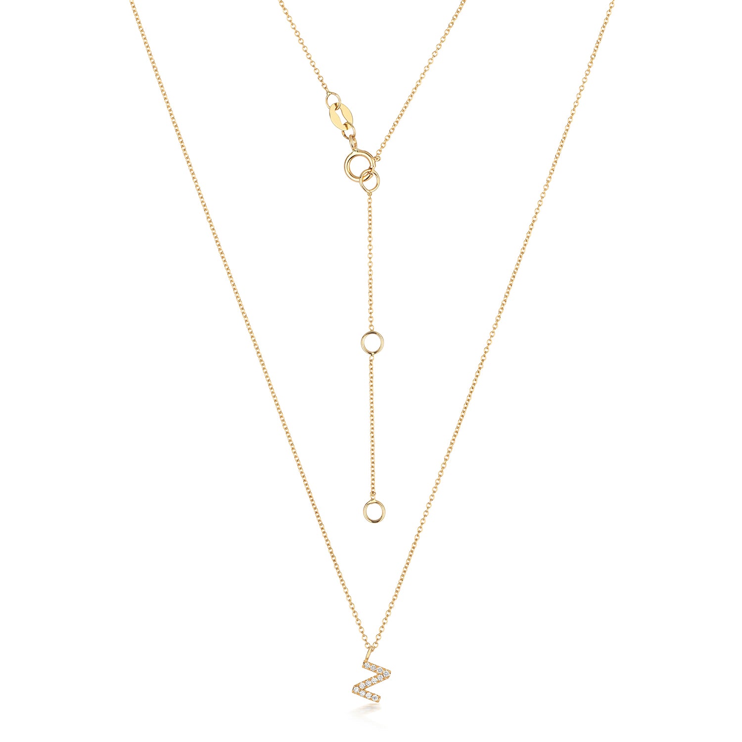 Initial Diamond Necklace Letter 'Z' - 18k Yellow Gold