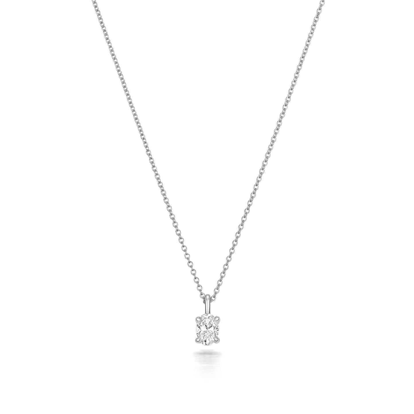 Naomi Diamond Oval Cut Necklace - 18k White Gold