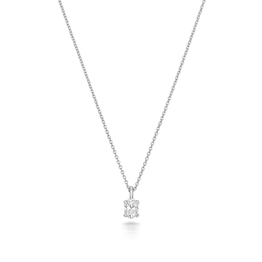 Naomi Diamond Oval Cut Necklace - 18k White Gold