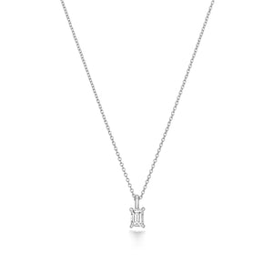 Naomi Diamond Emerald Cut Necklace - 18k White Gold