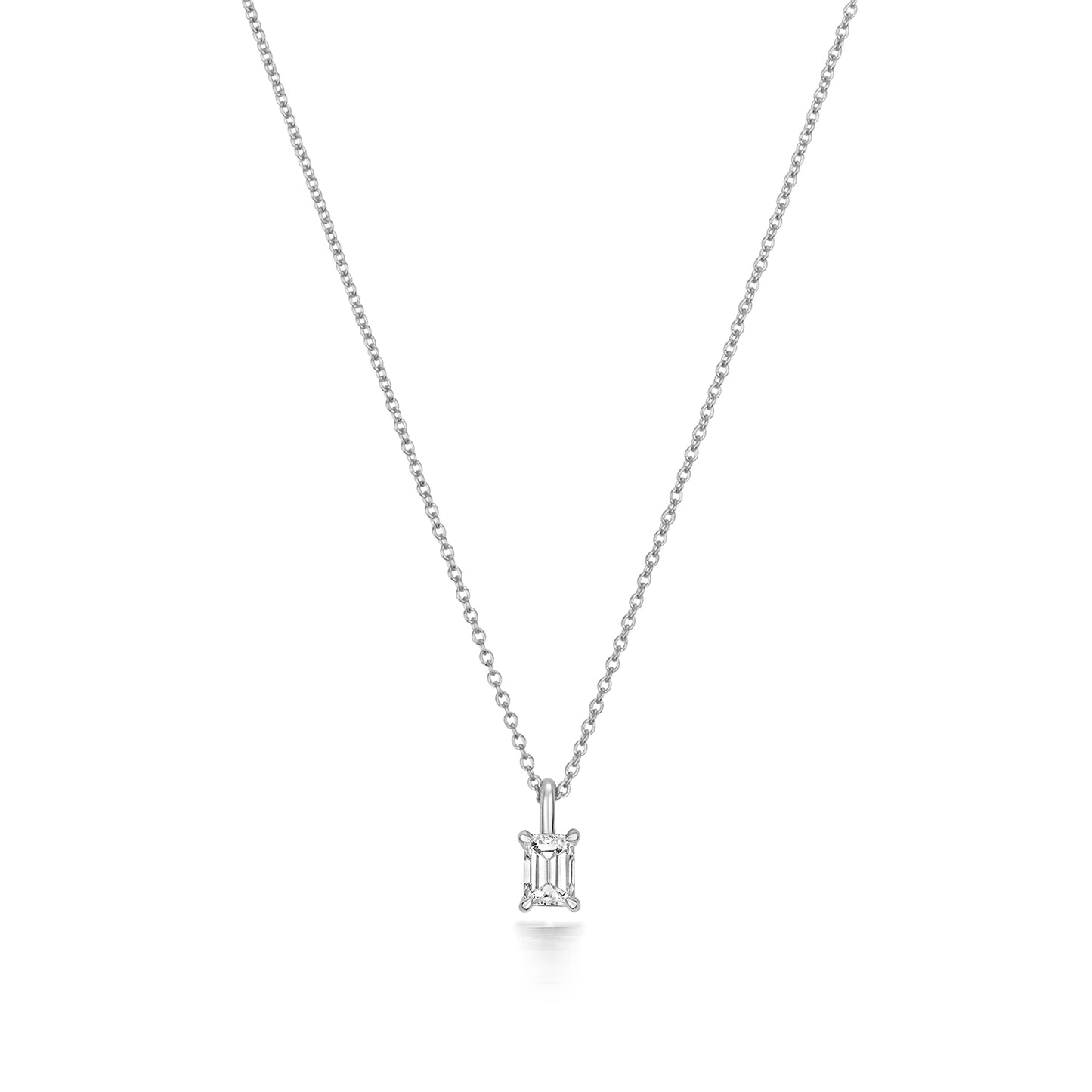 Naomi Diamond Emerald Cut Necklace - 18k White Gold