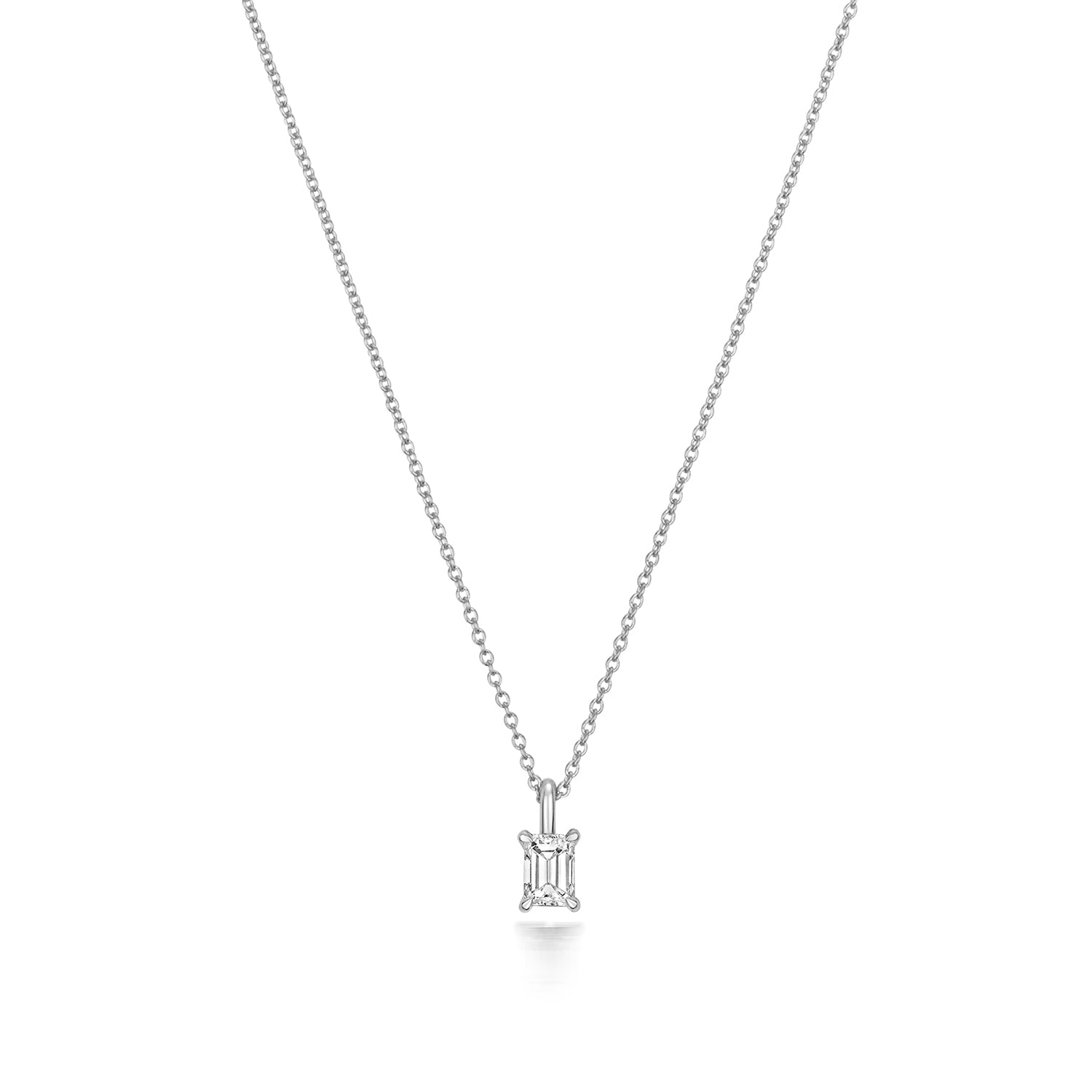 Naomi Diamond Emerald Cut Necklace - 18k White Gold