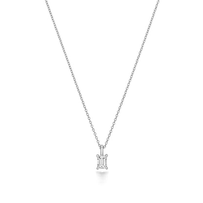 Naomi Diamond Emerald Cut Necklace - 18k White Gold