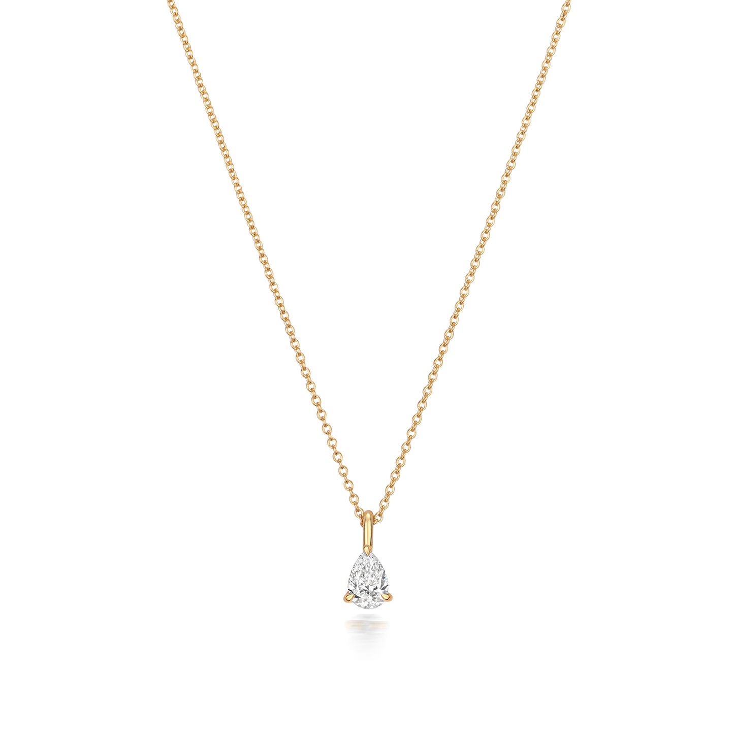 Naomi Diamond Pear Shaped Necklace - 18k Yellow Gold