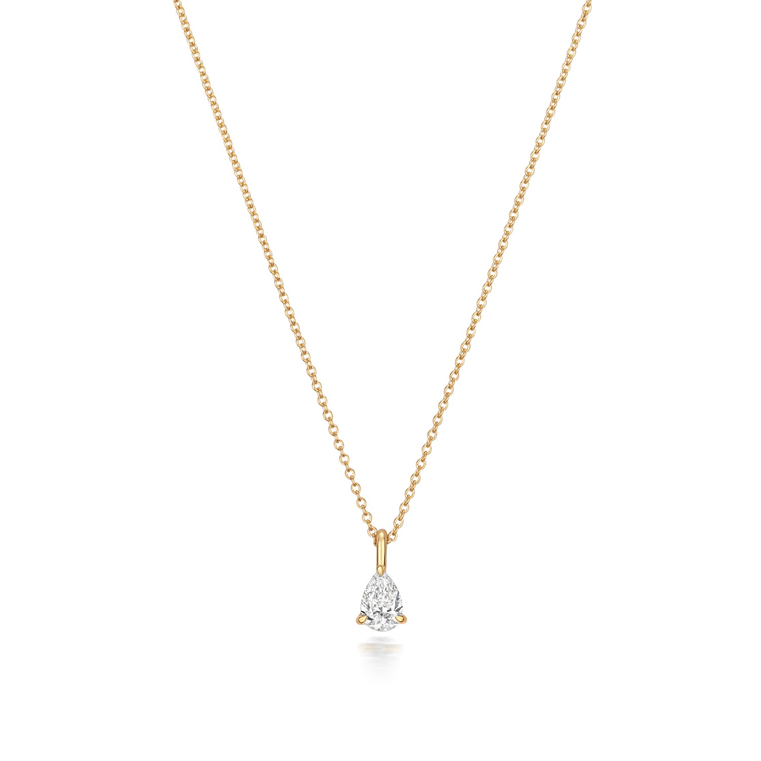 Naomi Diamond Pear Shaped Necklace - 18k Yellow Gold