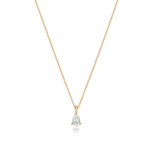 Naomi Diamond Pear Shaped Necklace - 18k Yellow Gold