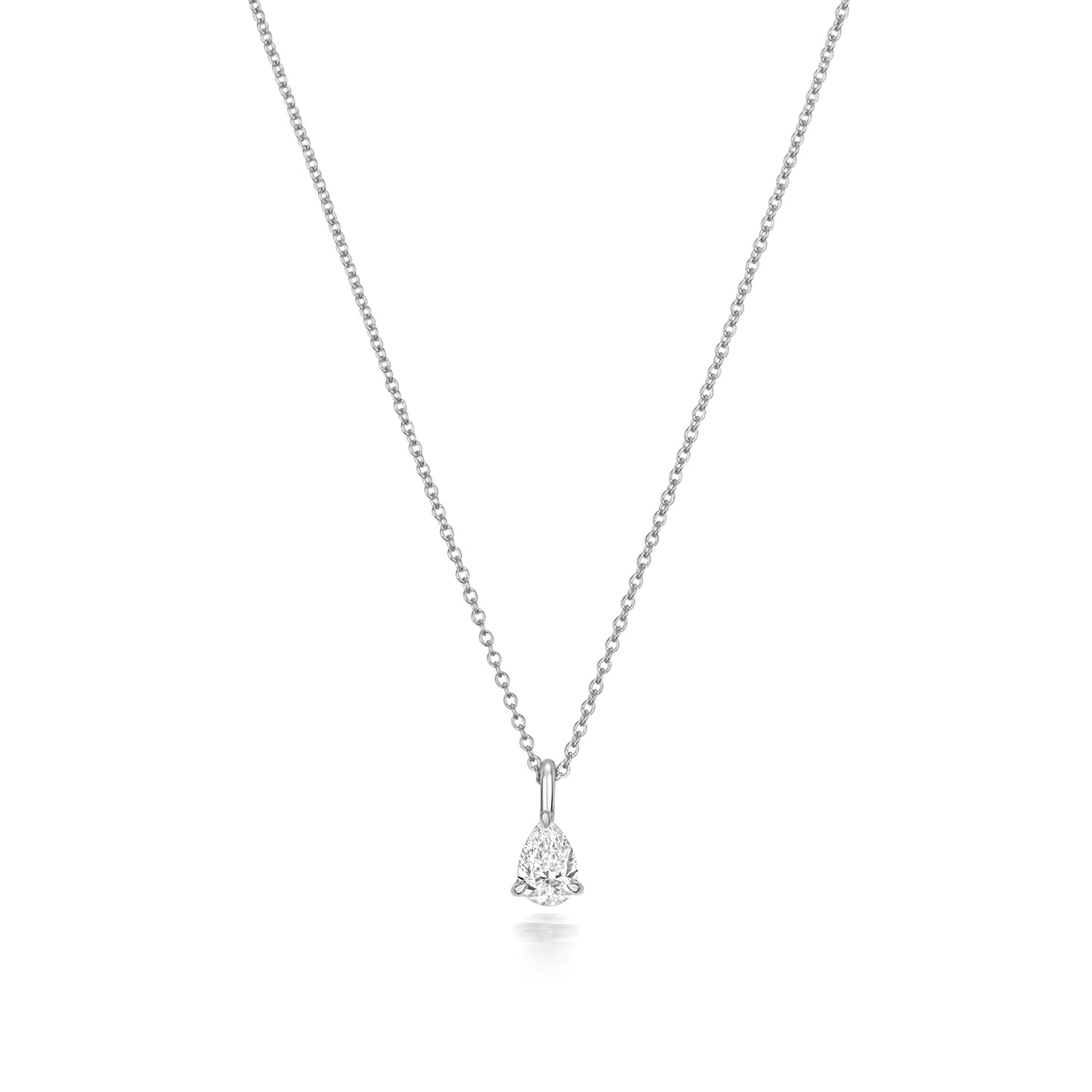 Naomi Diamond Pear Shaped Necklace - 18k White Gold